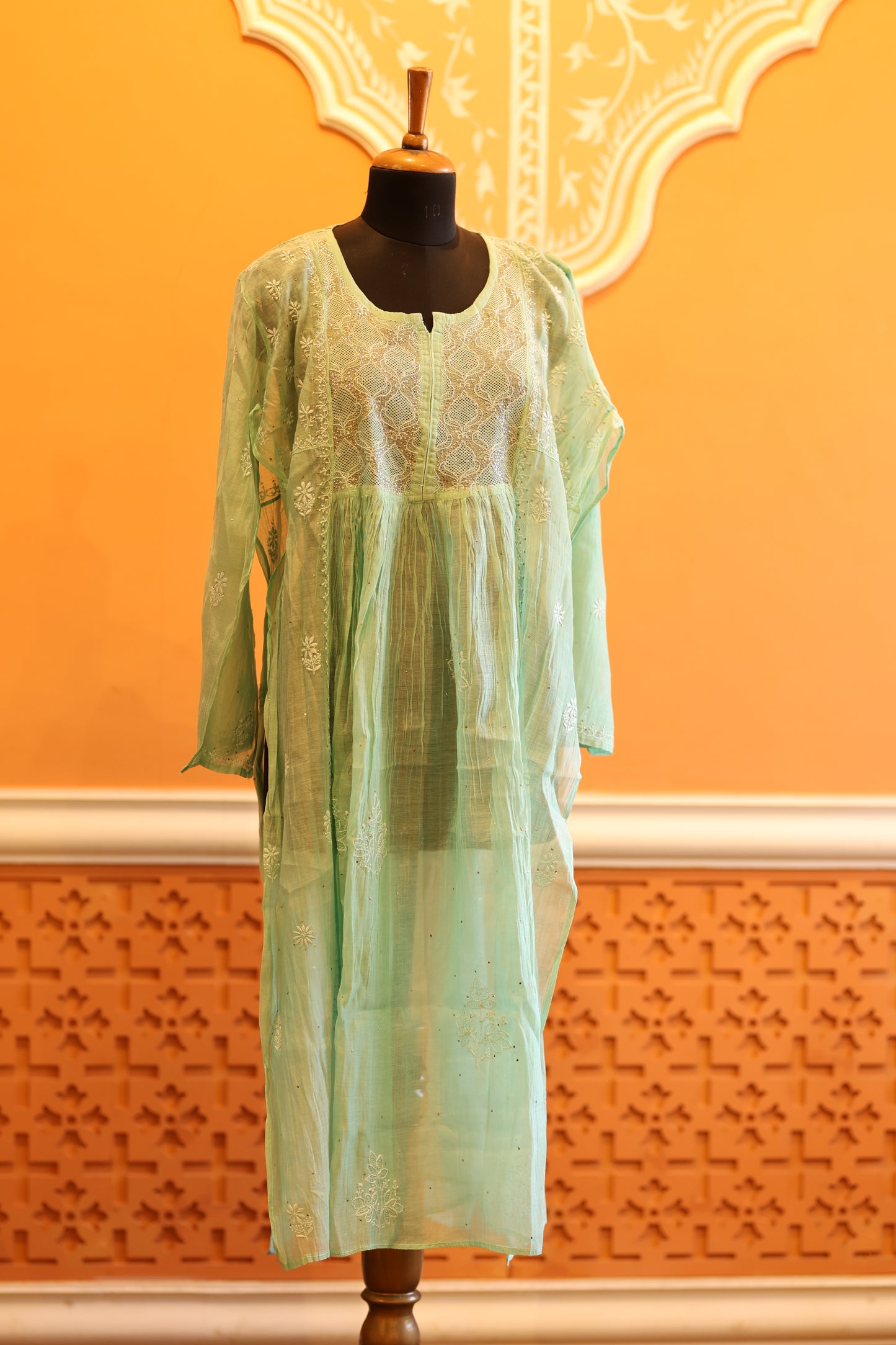 Heavy Chikankari Suit Set ( Semi Stitched - Free Size )