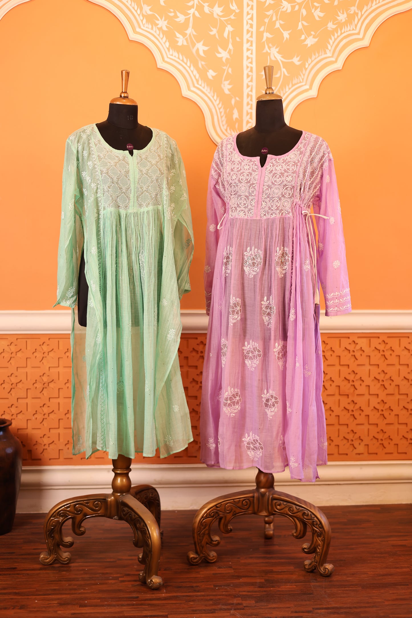 Heavy Chikankari Suit Set ( Semi Stitched - Free Size )