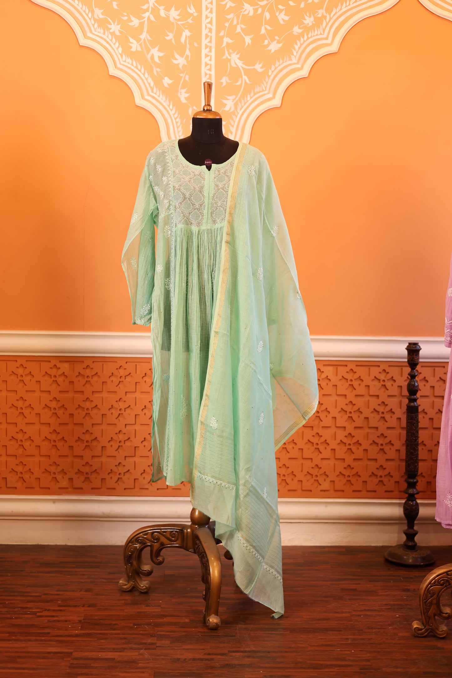 Heavy Chikankari Suit Set ( Semi Stitched - Free Size )
