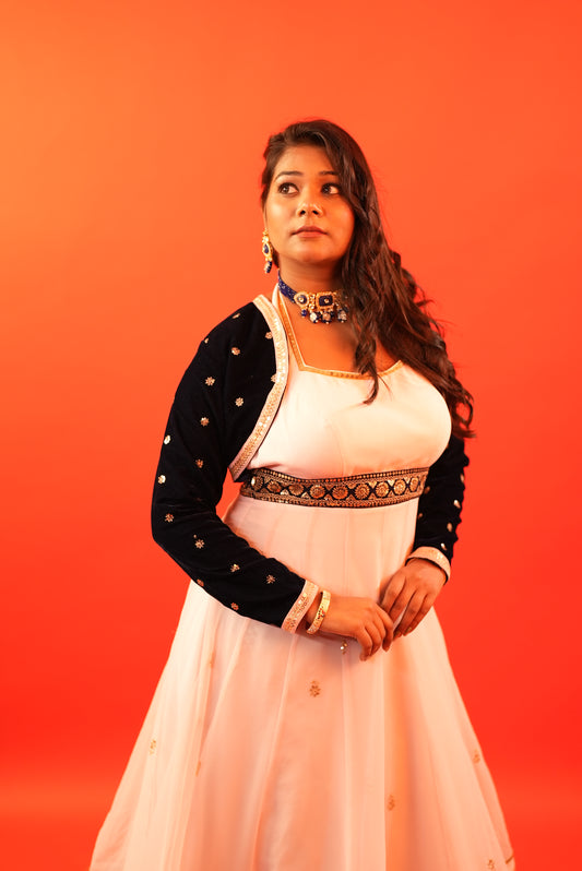 Multi- Style Wear Boho Anarkali Dress with Jacket and Skirt