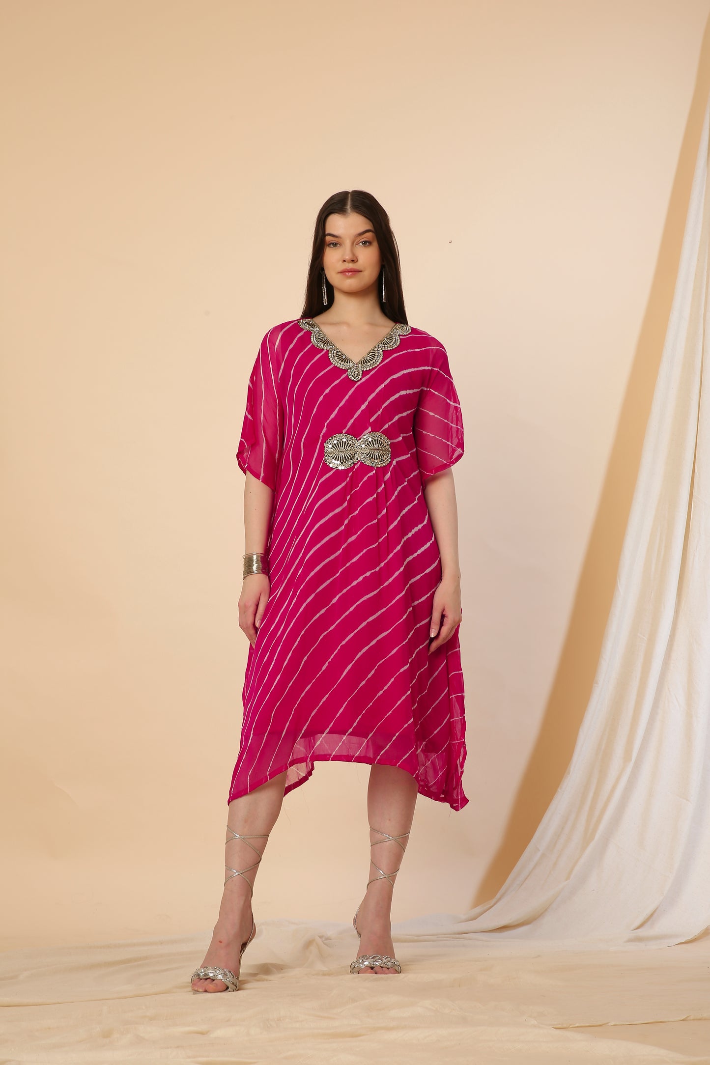 Pure Chiffon Kaftan Dress Red