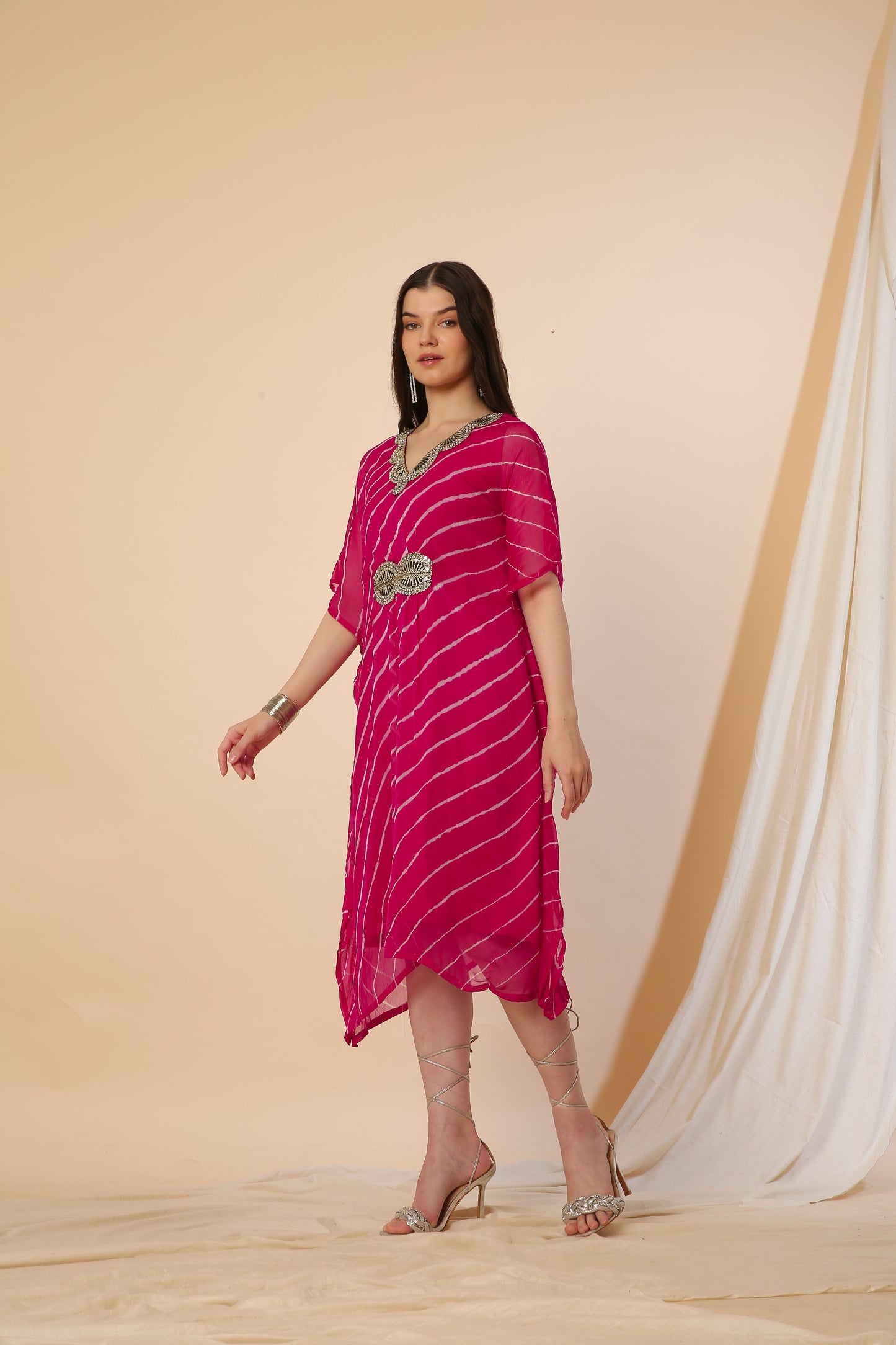 Pure Chiffon Kaftan Dress Red