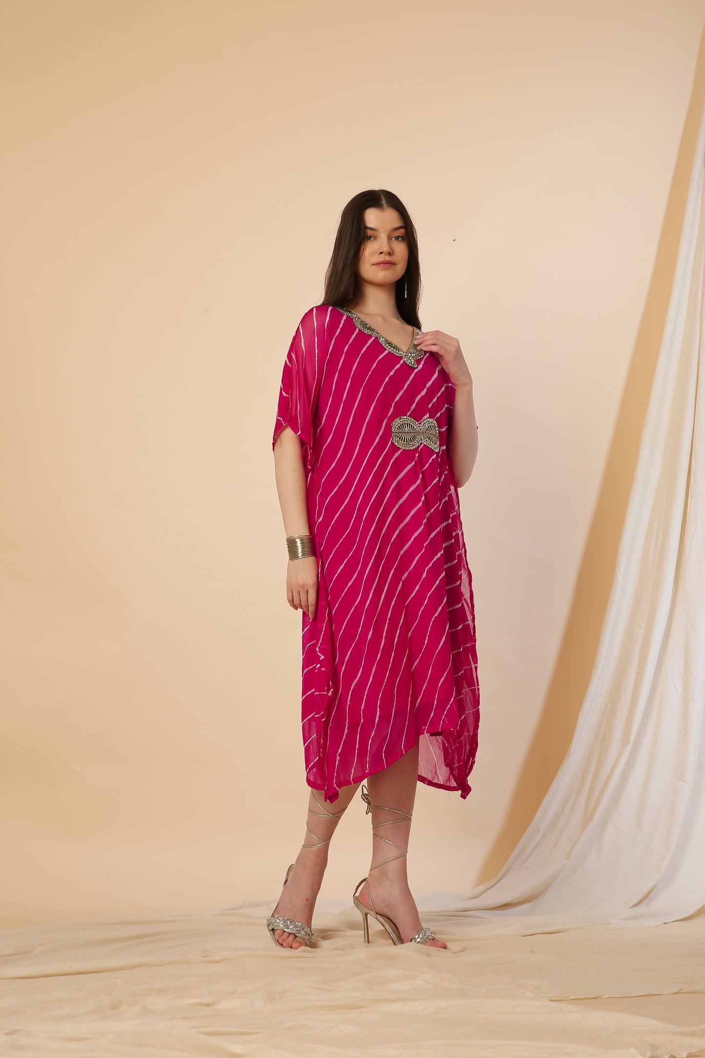 Pure Chiffon Kaftan Dress Red