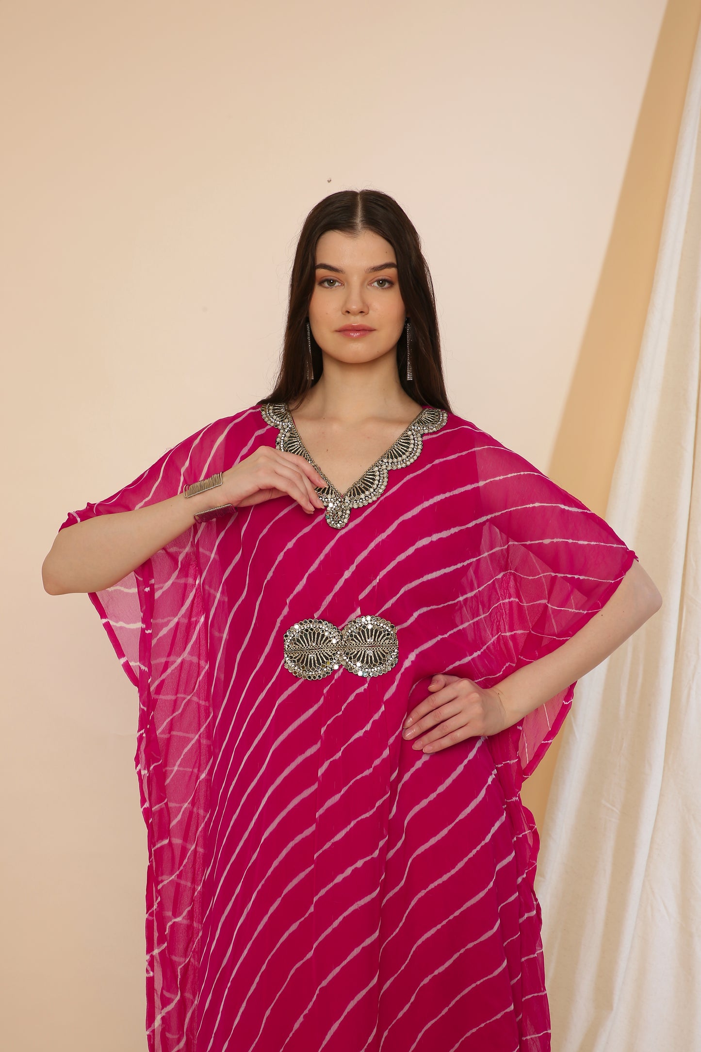 Pure Chiffon Kaftan Dress Red