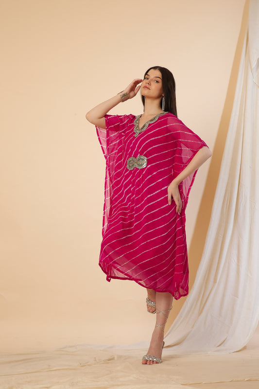 Pure Chiffon Kaftan Dress Red
