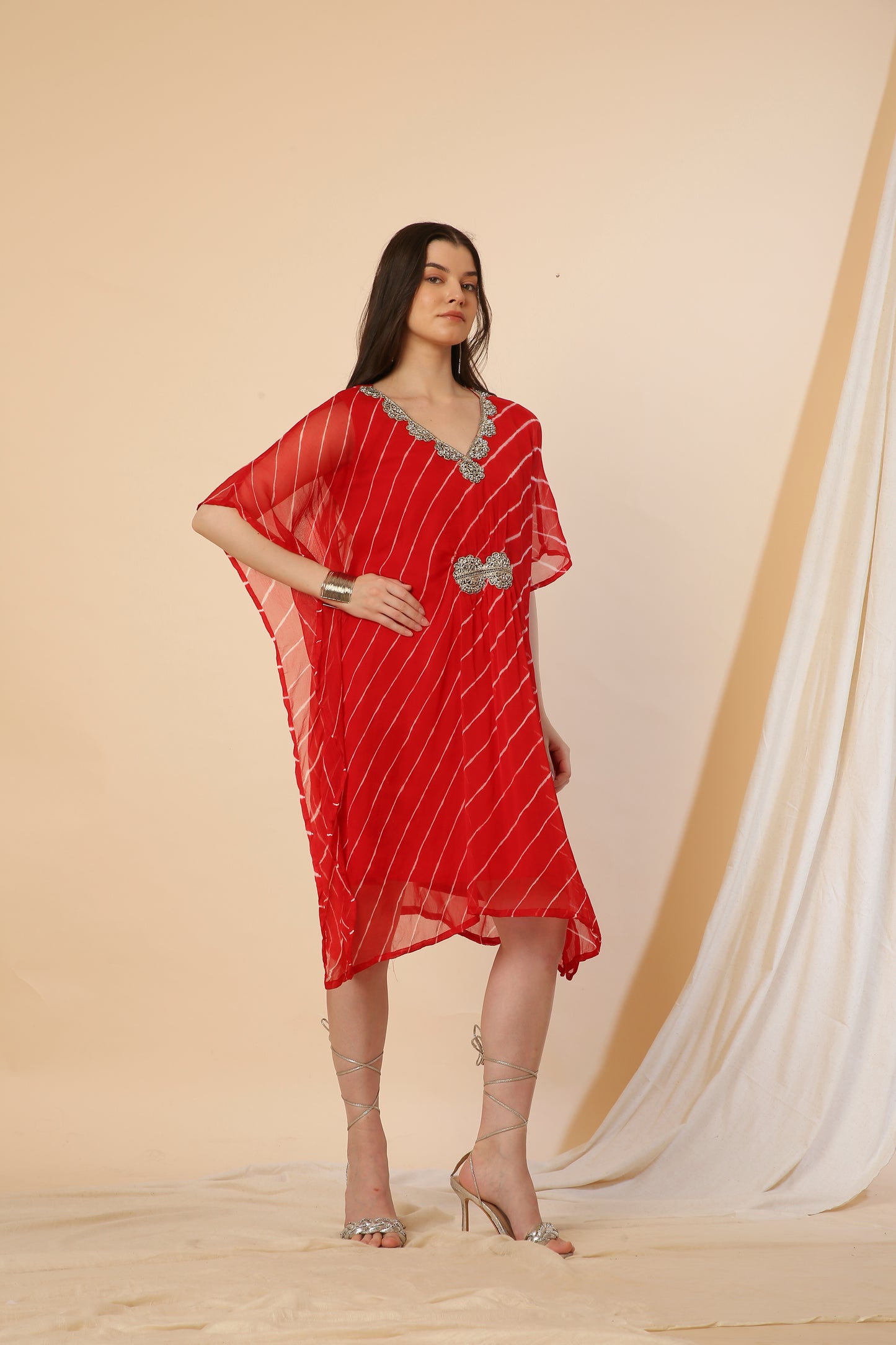 Pure Chiffon Kaftan Dress Red