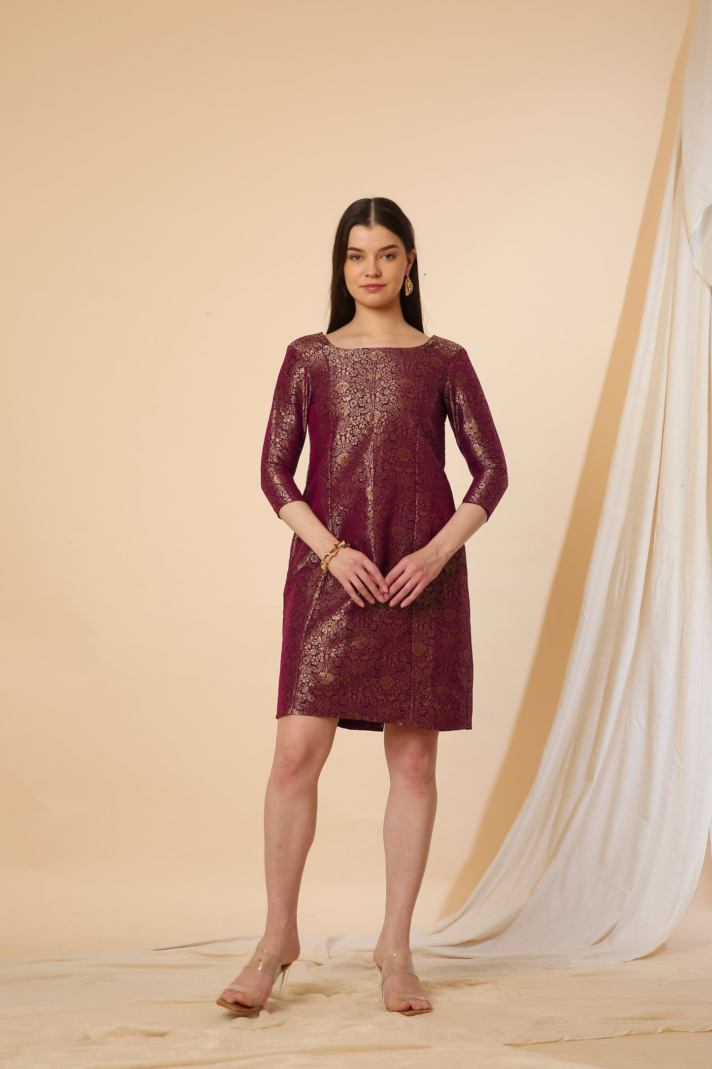Indo-Western Banarasi Silk Bodycon Dress