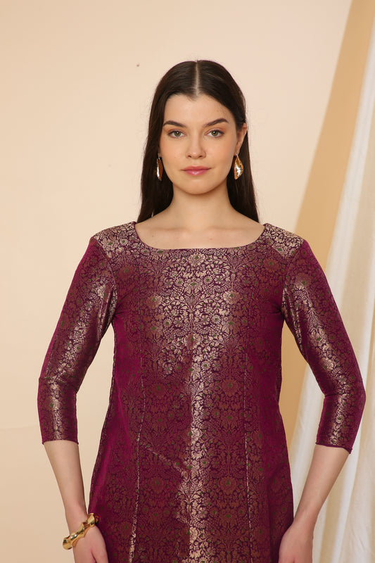 Indo-Western Banarasi Silk Bodycon Dress