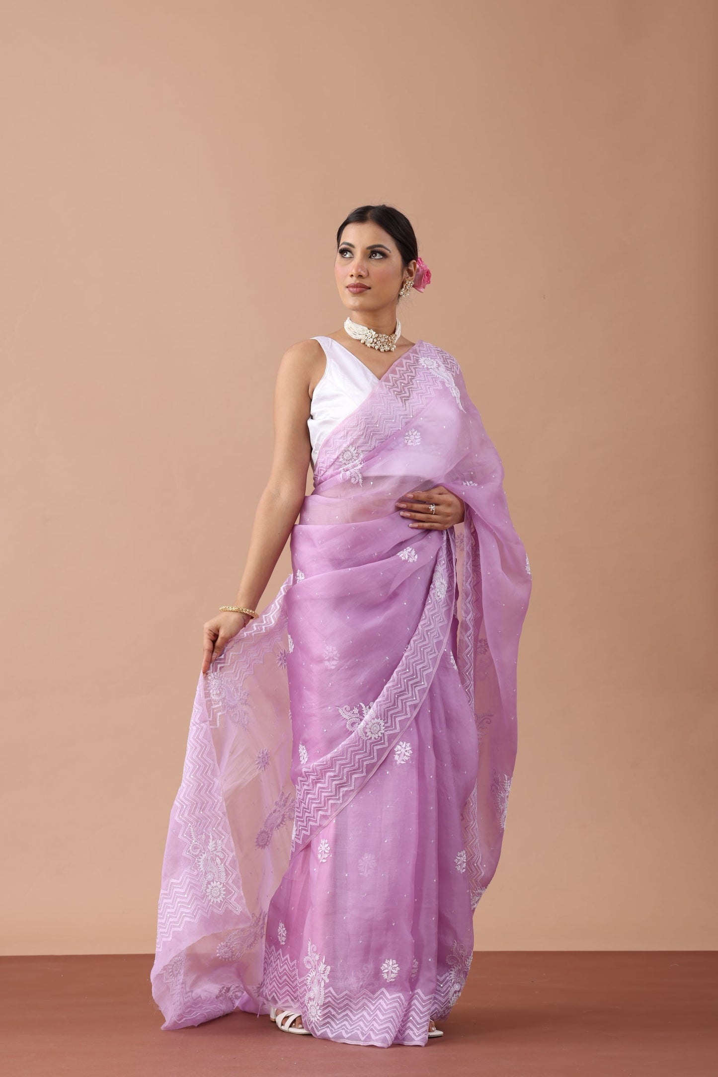 Aprajita Pure Organza Silk Chikankari Saree