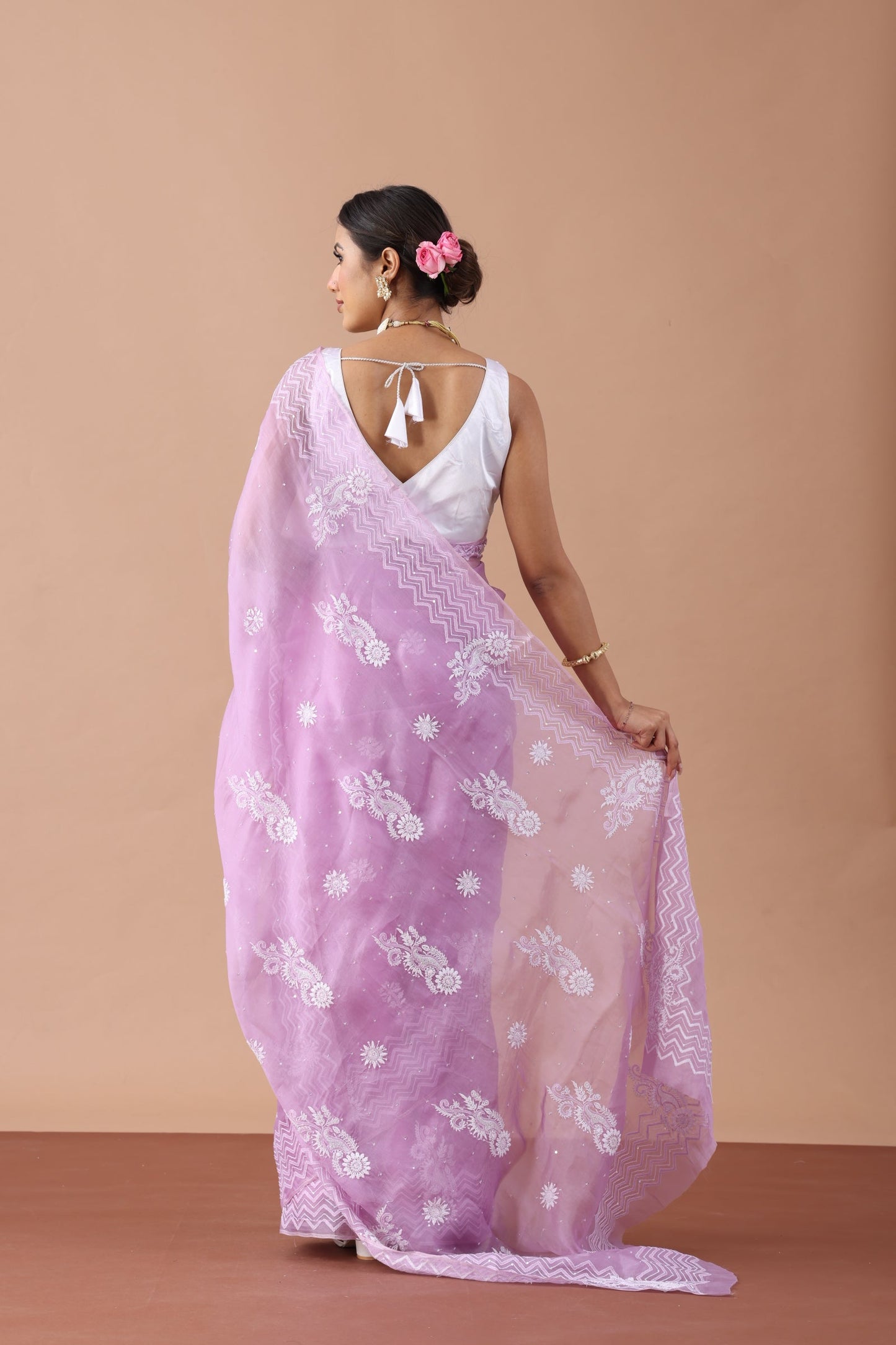 Aprajita Pure Organza Silk Chikankari Saree