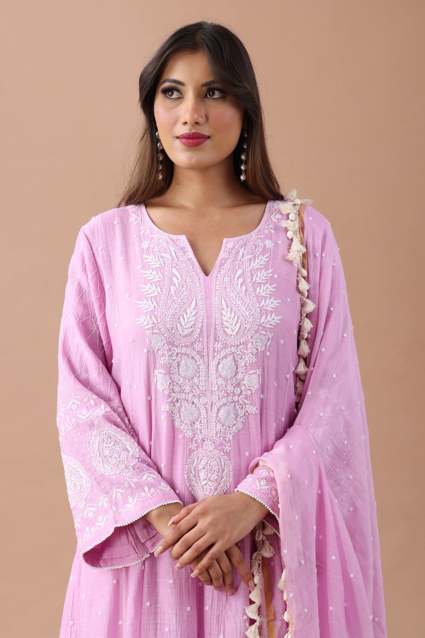 Lavender Chikankari Suit Set By SUTARA