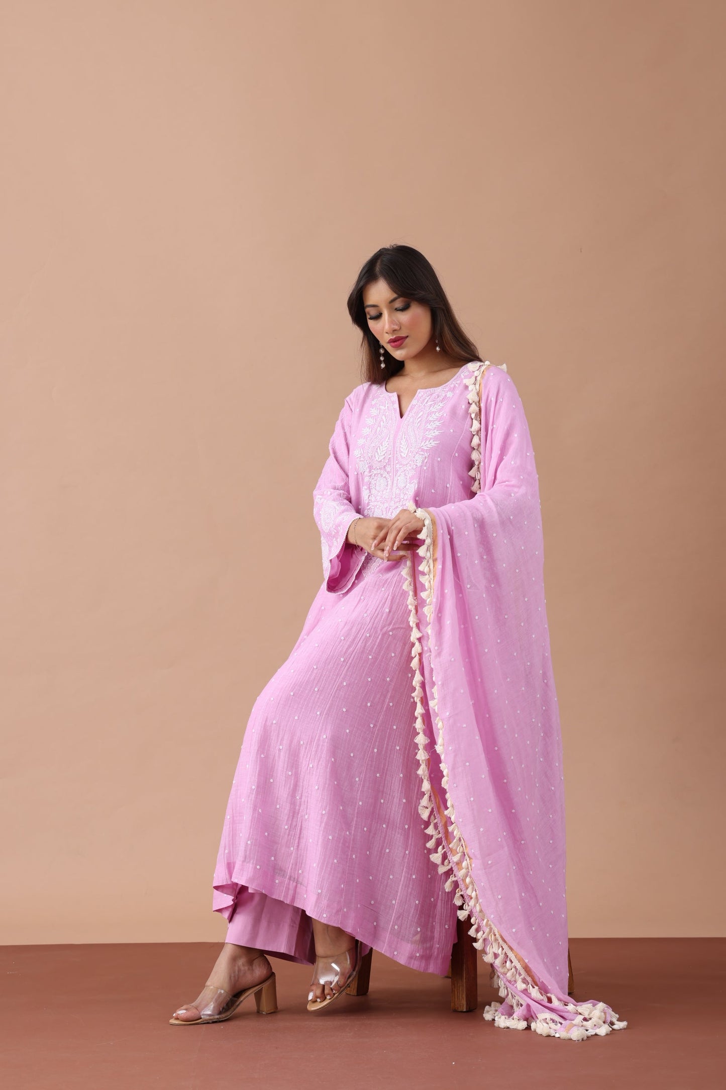 Lavender Chikankari Suit Set By SUTARA