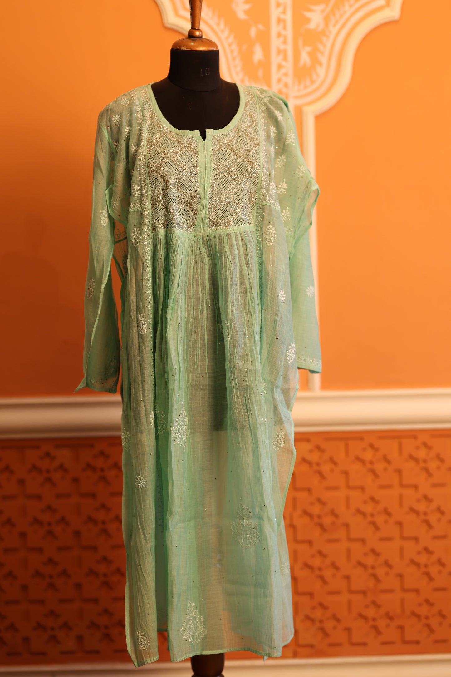 Heavy Chikankari Suit Set ( Semi Stitched - Free Size )
