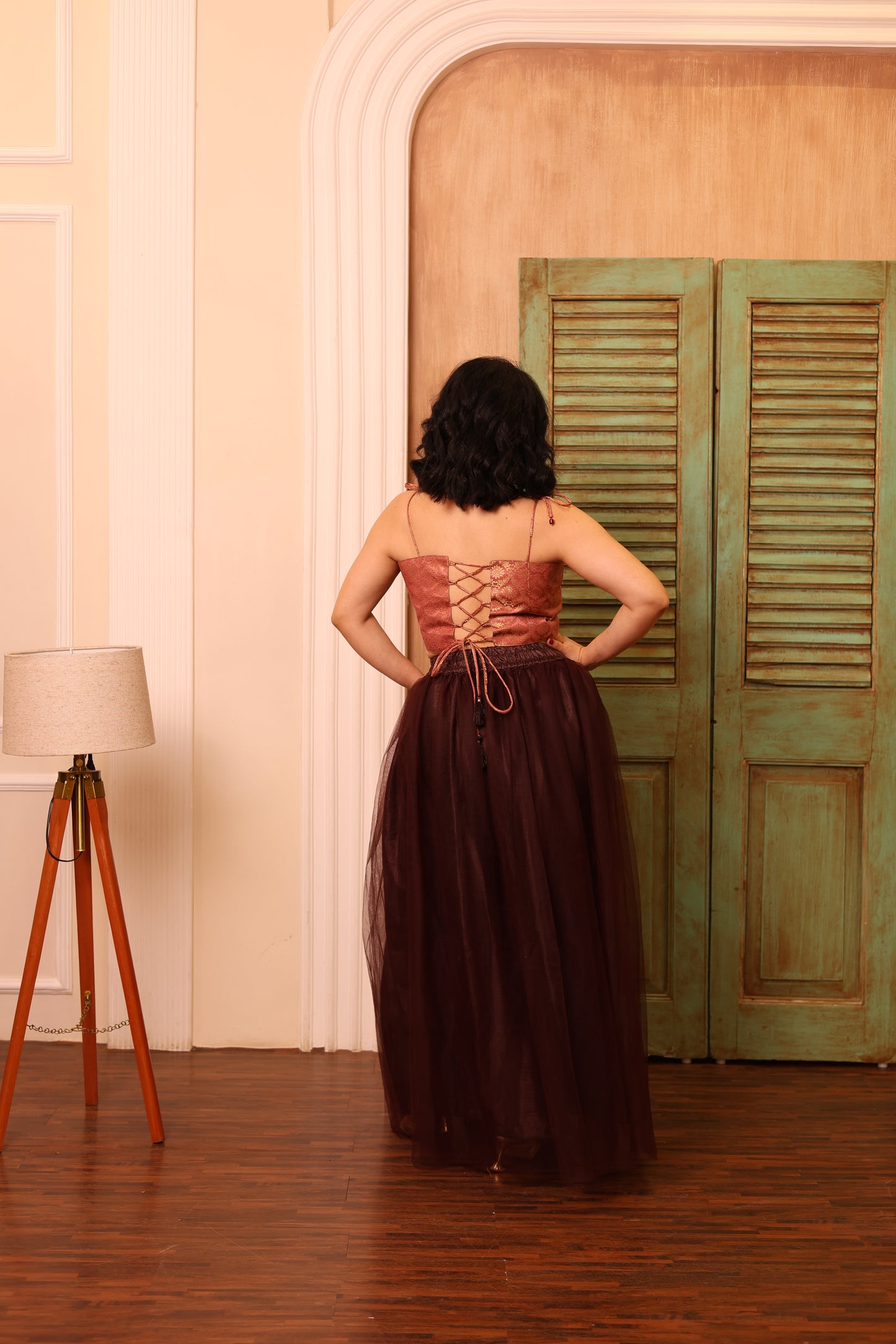 Vega Skirt  and Corset Set Chocolate  Brown
