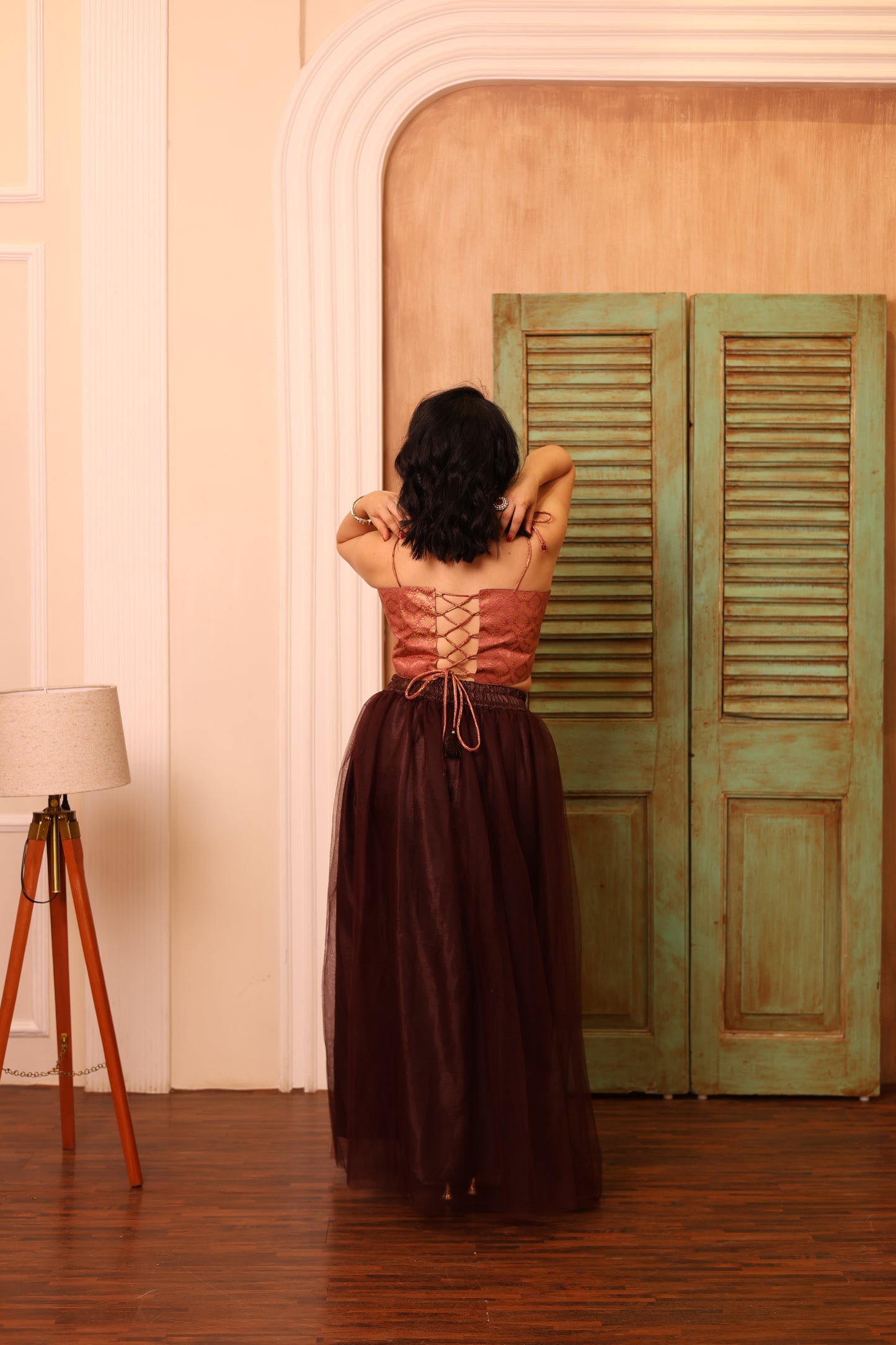 Vega Skirt  and Corset Set Chocolate  Brown