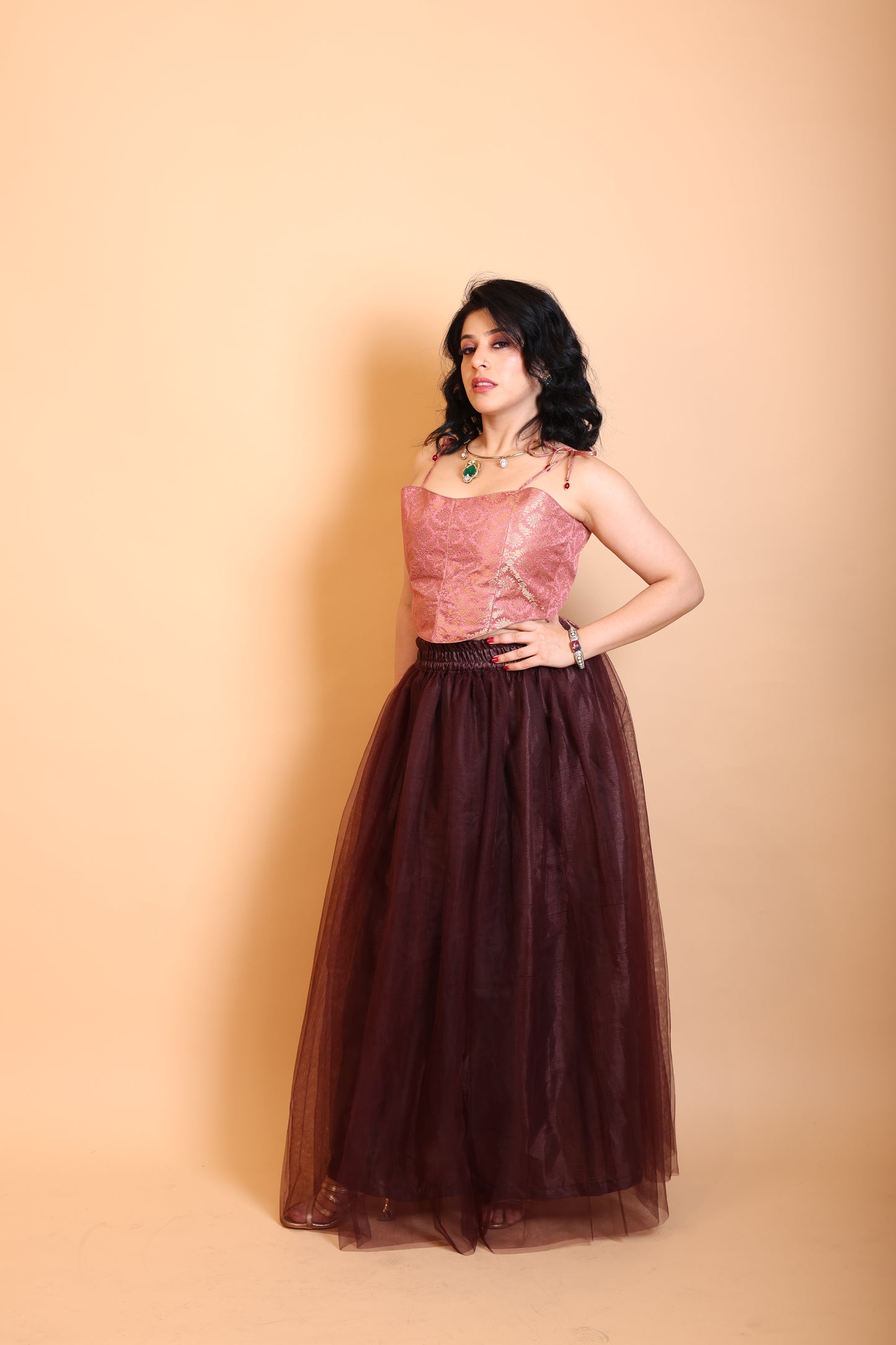 Vega Skirt  and Corset Set Chocolate  Brown