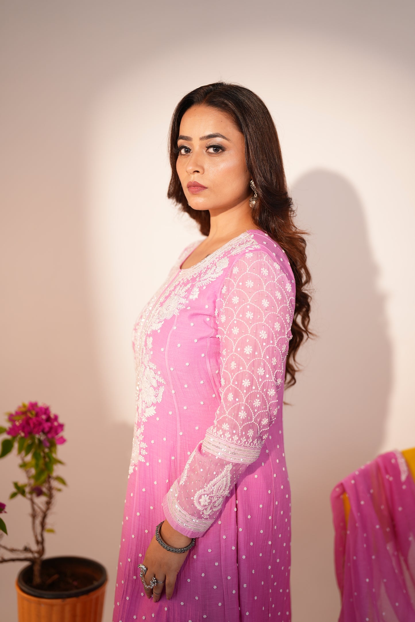 Premium Ombre Chikankari Anarkali Set