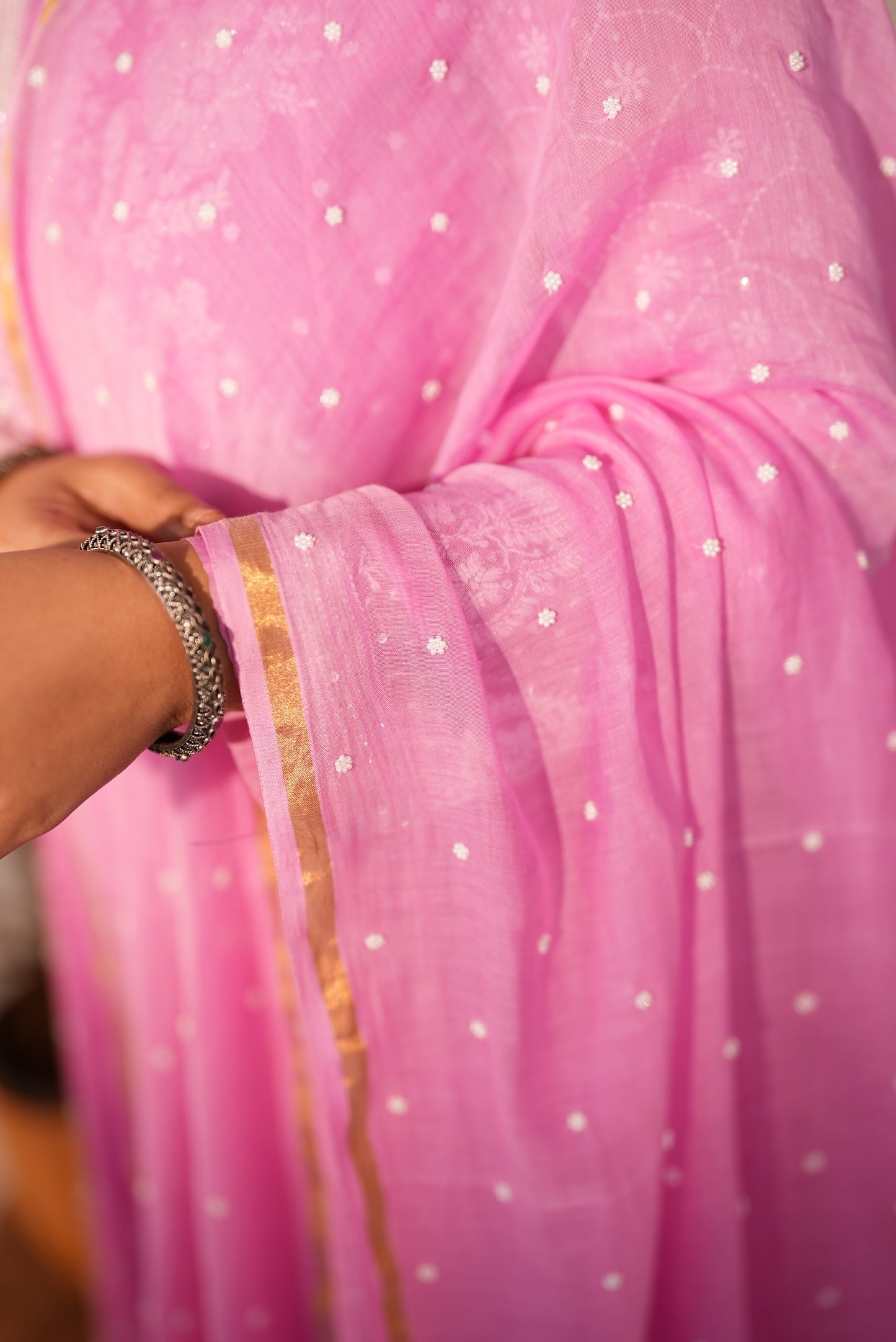 Premium Ombre Pink Chikankari Anarkali Set