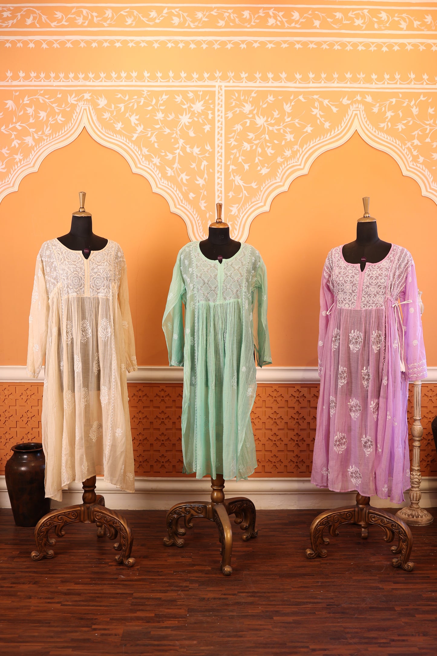 Heavy Chikankari Suit Set ( Semi Stitched - Free Size )