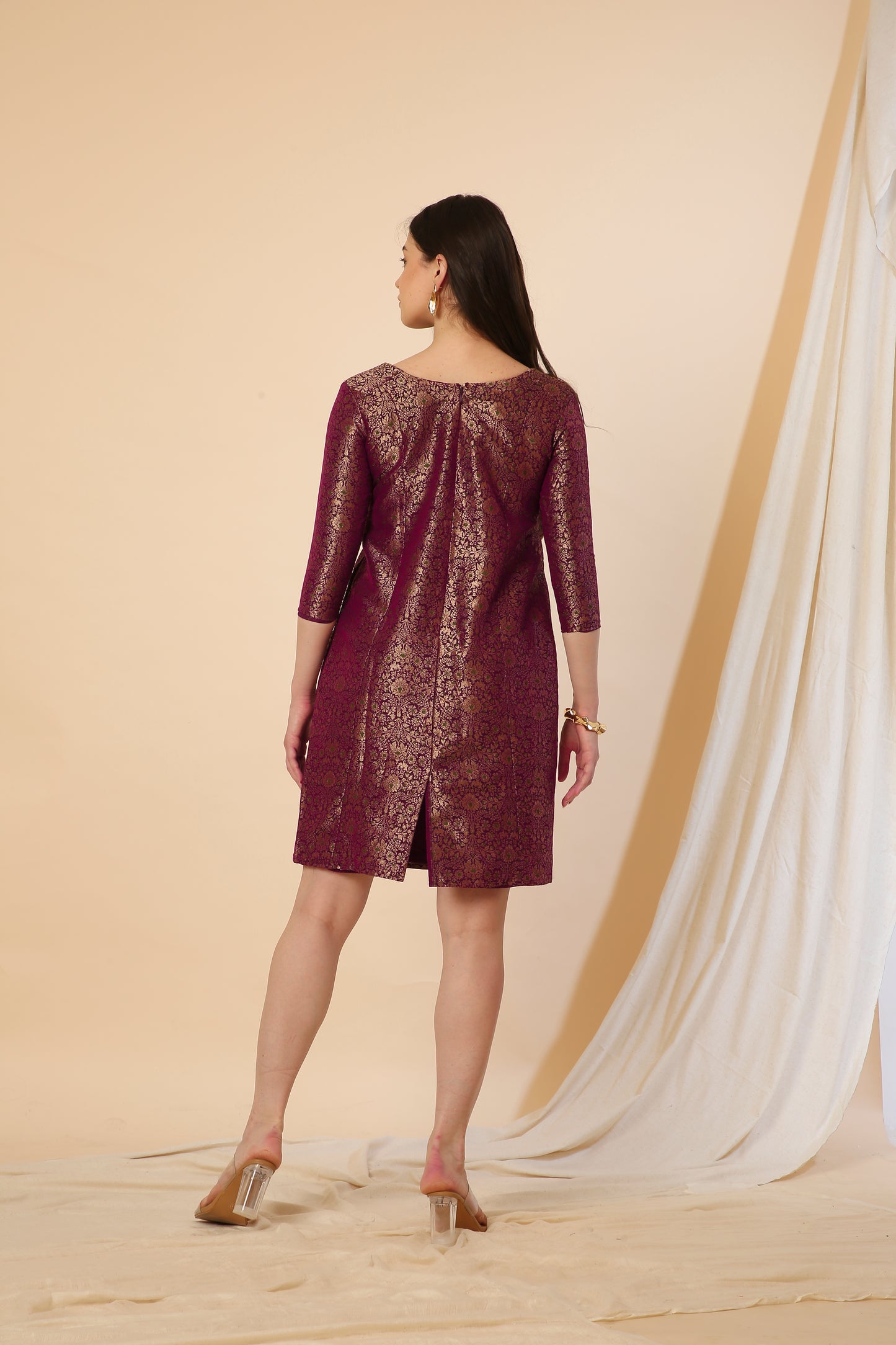 Indo-Western Banarasi  Silk Bodycon Dress