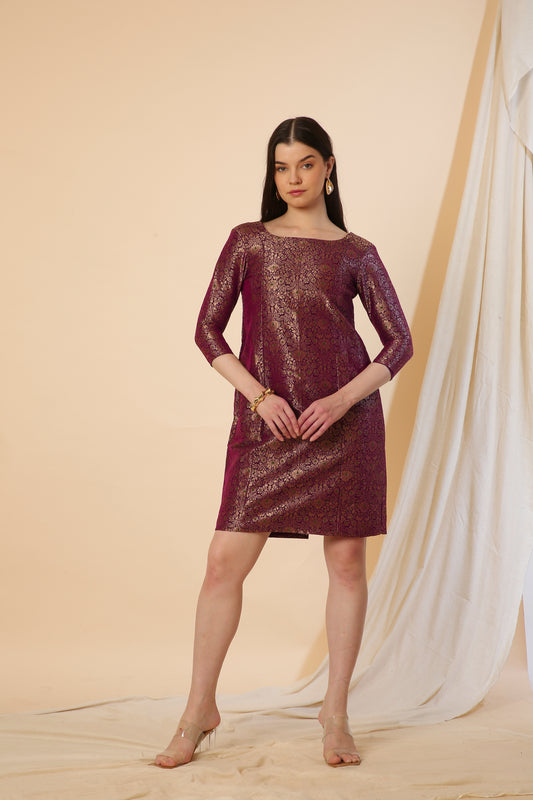 Indo-Western Banarasi  Silk Bodycon Dress