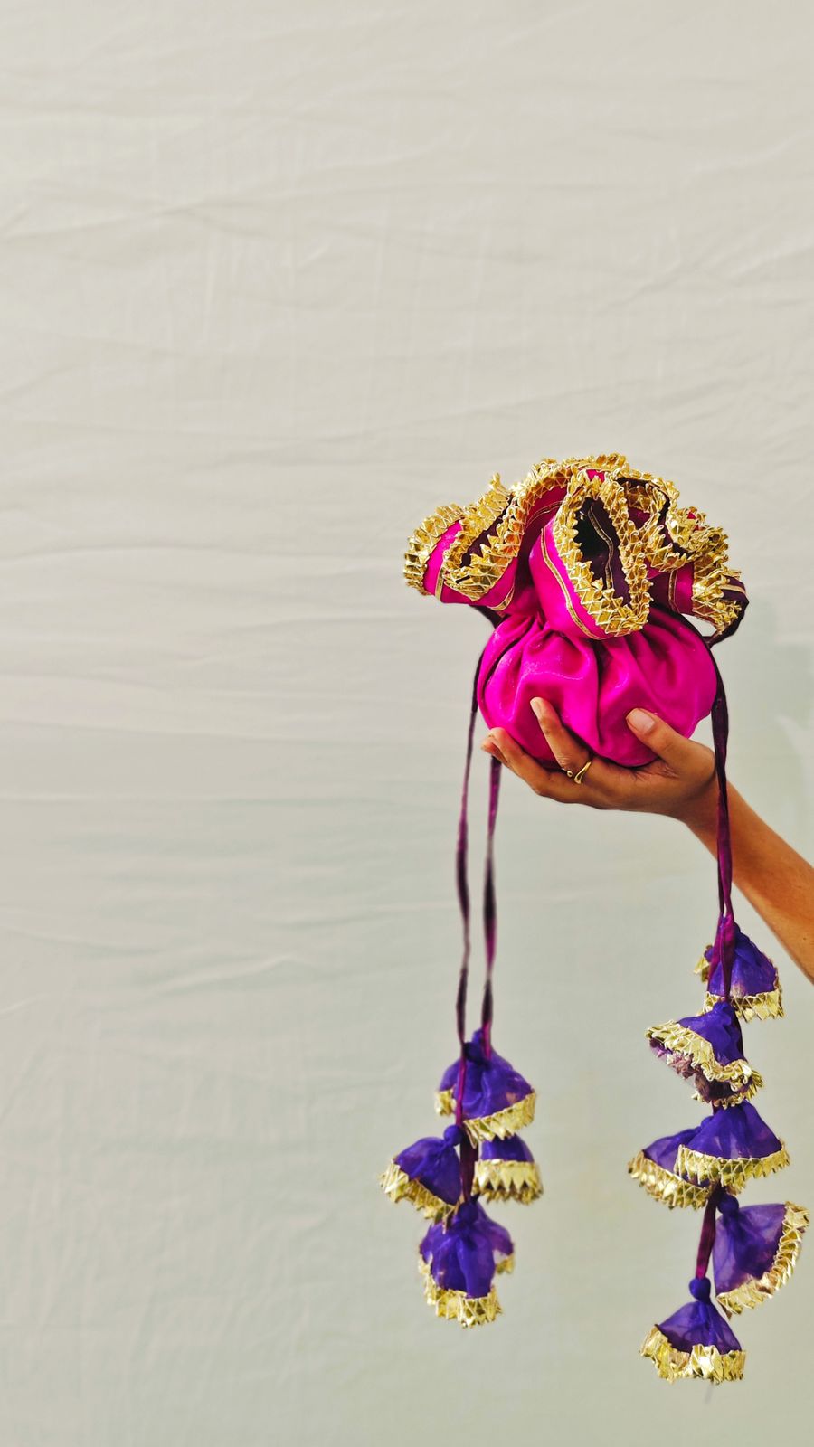 Deep Purple Chanderi Silk Lehenga with Fuchia Pink Dupatta