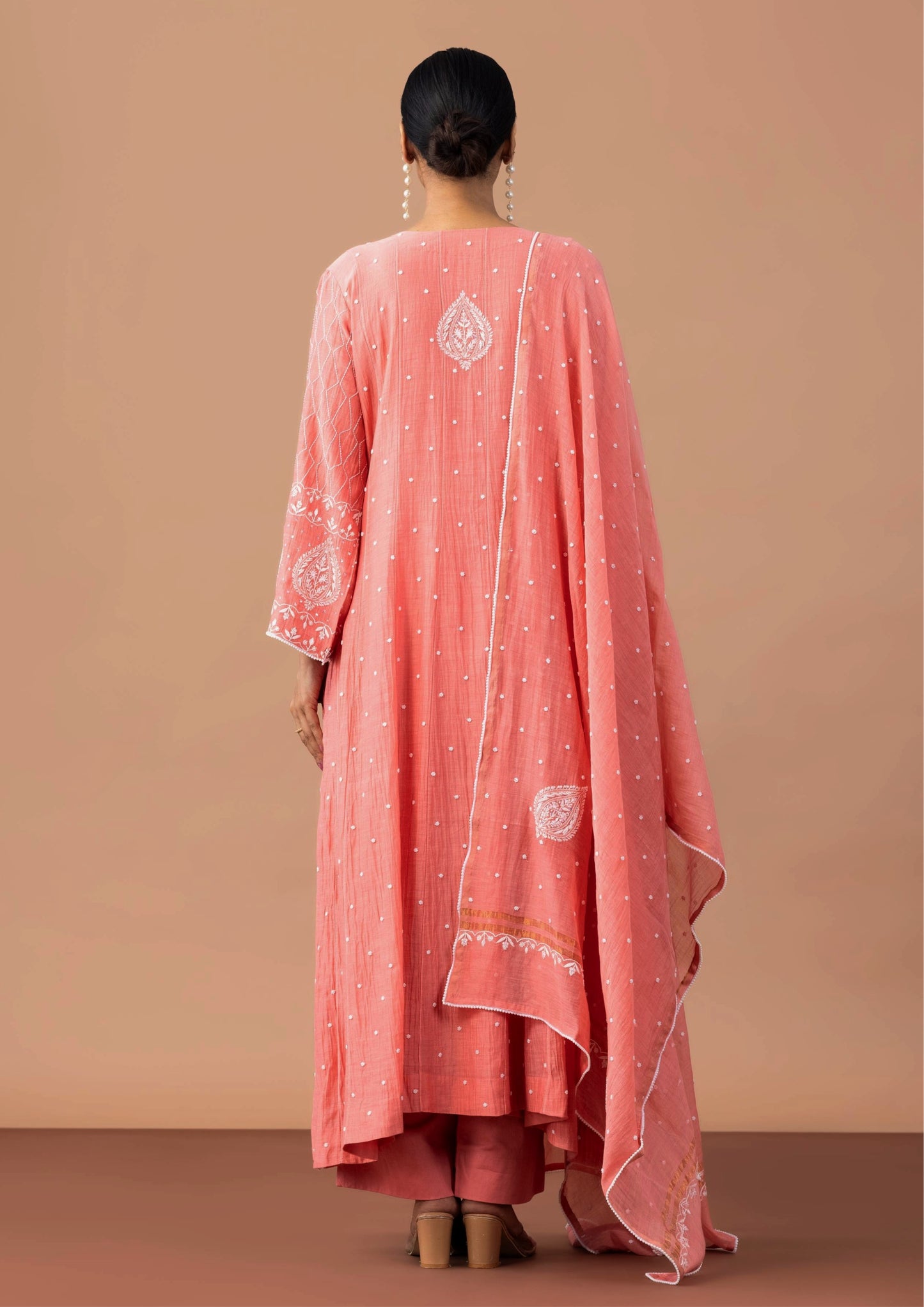 Premium Terracotta Chikankari Anarkali Set By SUTARA