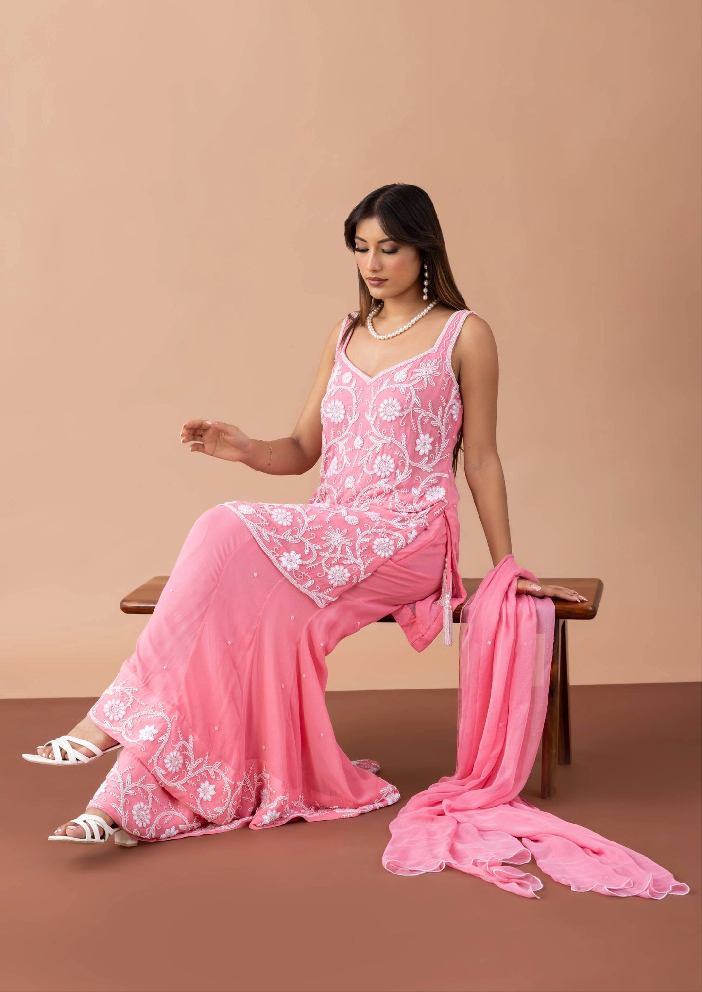 MOTI DHAGA  GEORGETTE SHARARA SET
