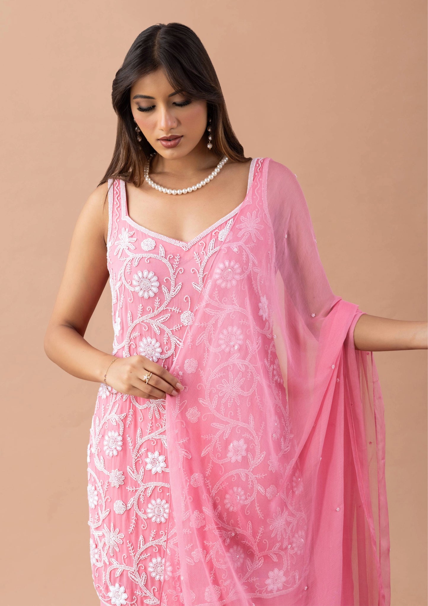 MOTI DHAGA  GEORGETTE SHARARA SET