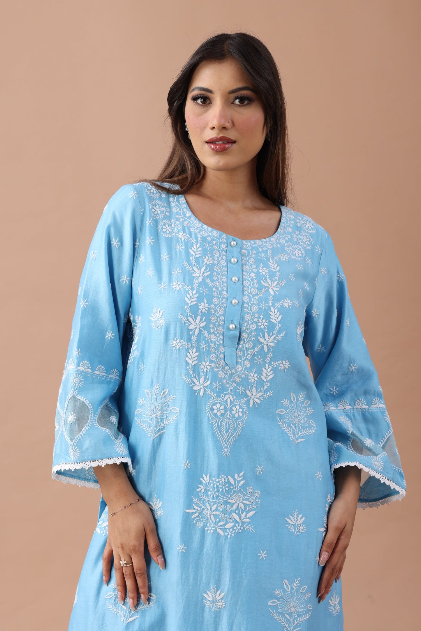 Sky Blue Chikankari Suit Set By SUTARA