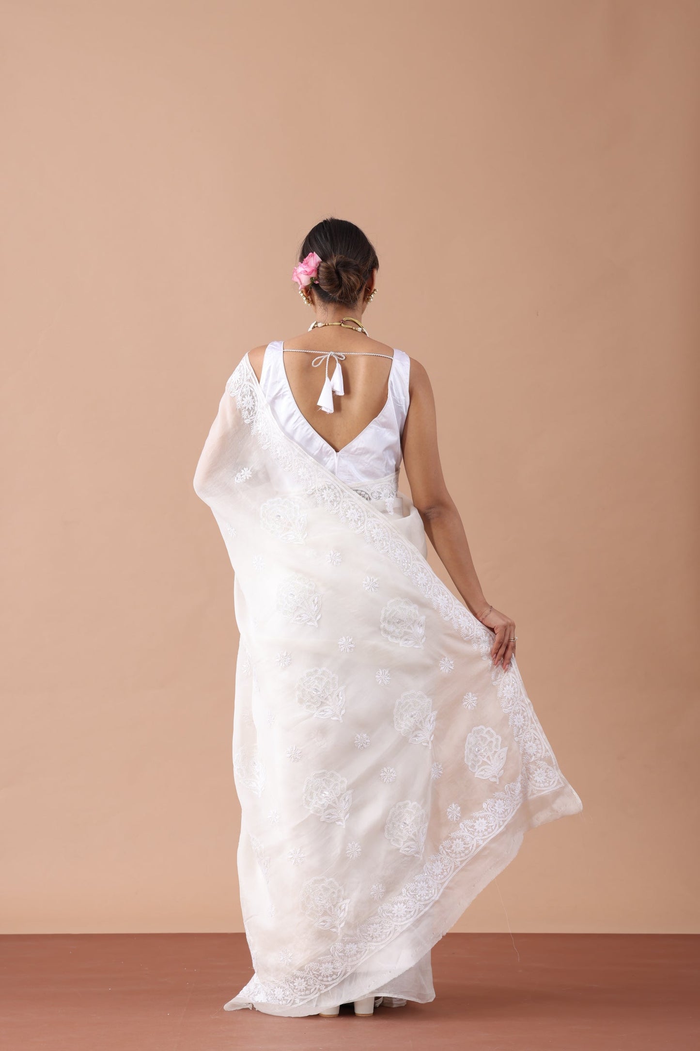 Chandani  Pure Organza Silk Chikankari Saree
