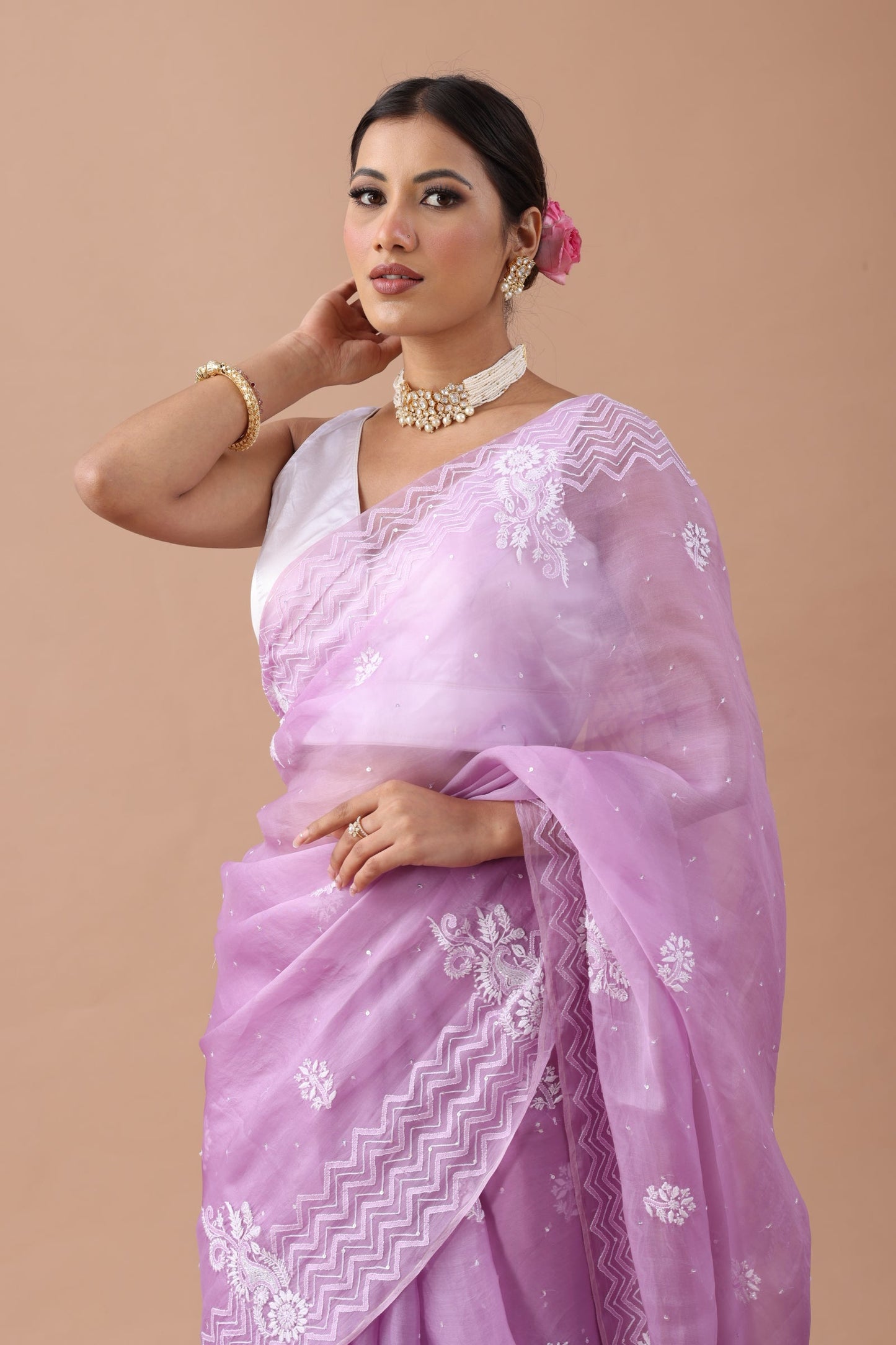 Aprajita  Pure Organza Silk Chikankari Saree
