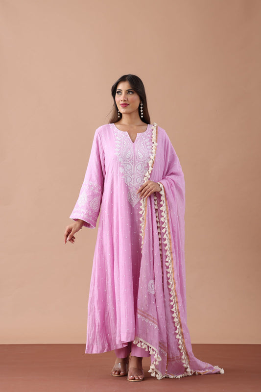Lavender Chikankari Suit Set By SUTARA