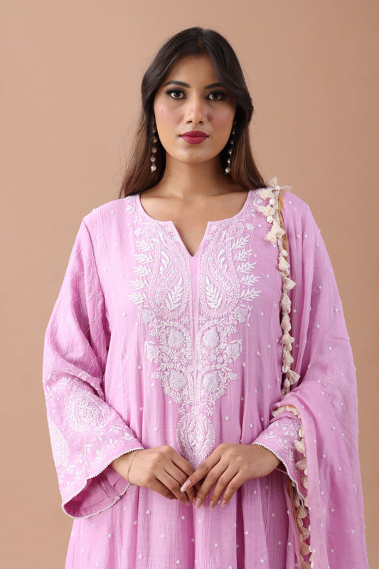 Lavender Chikankari Suit Set By SUTARA