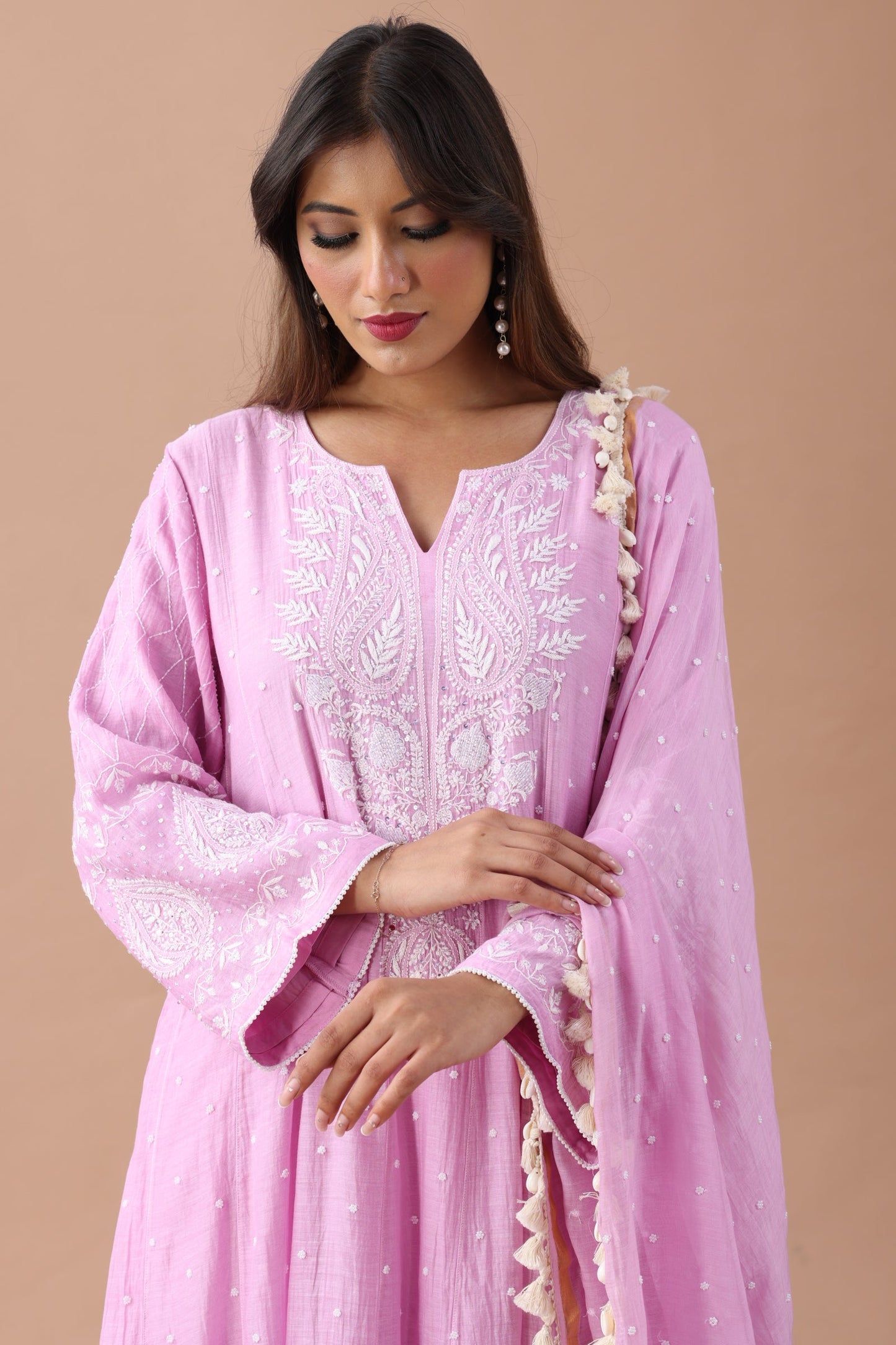 Lavender Chikankari Suit Set By SUTARA