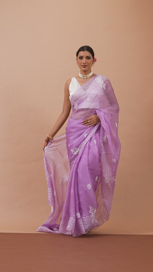Aprajita  Pure Organza Silk Chikankari Saree